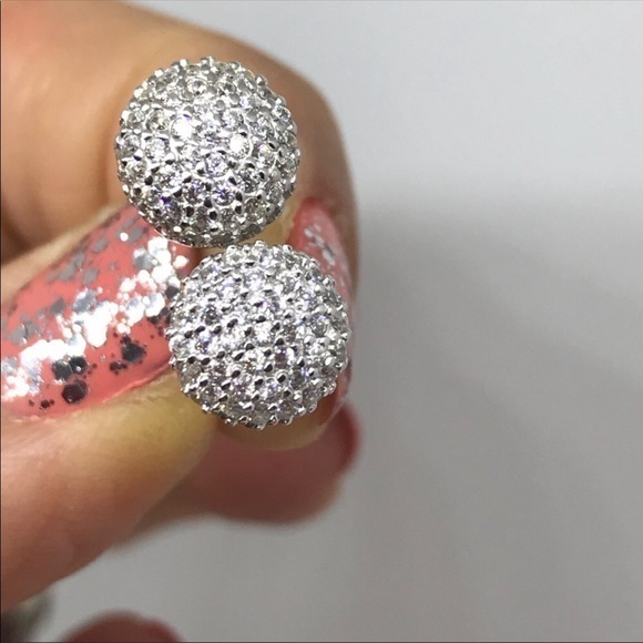 Micro paved dome silver earrings - Picture 4 of 5